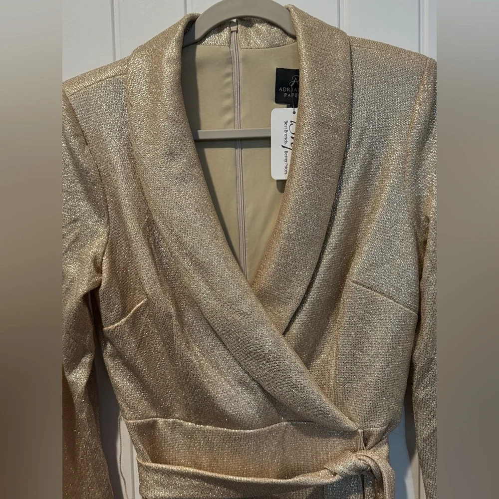 Adrianna Papell Gold Long sleeve dress Size 4 - Picture 12 of 15